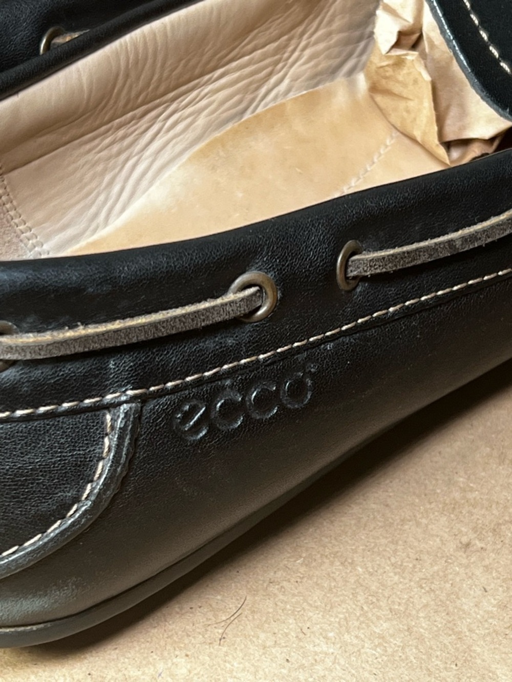 ECCO Men’s Black Leather Driving Loafers Moccasins Slip On Shoes EU 47 US 13 - Picture 11 of 16